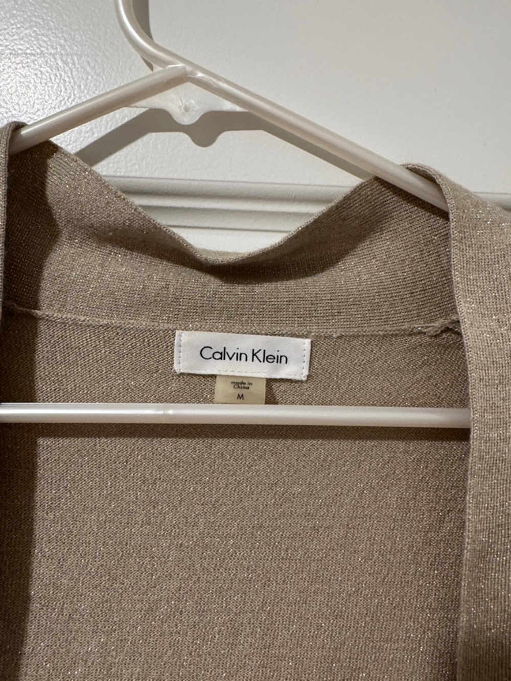 Calvin Klein Shimmery Taupe Open Cardigan
